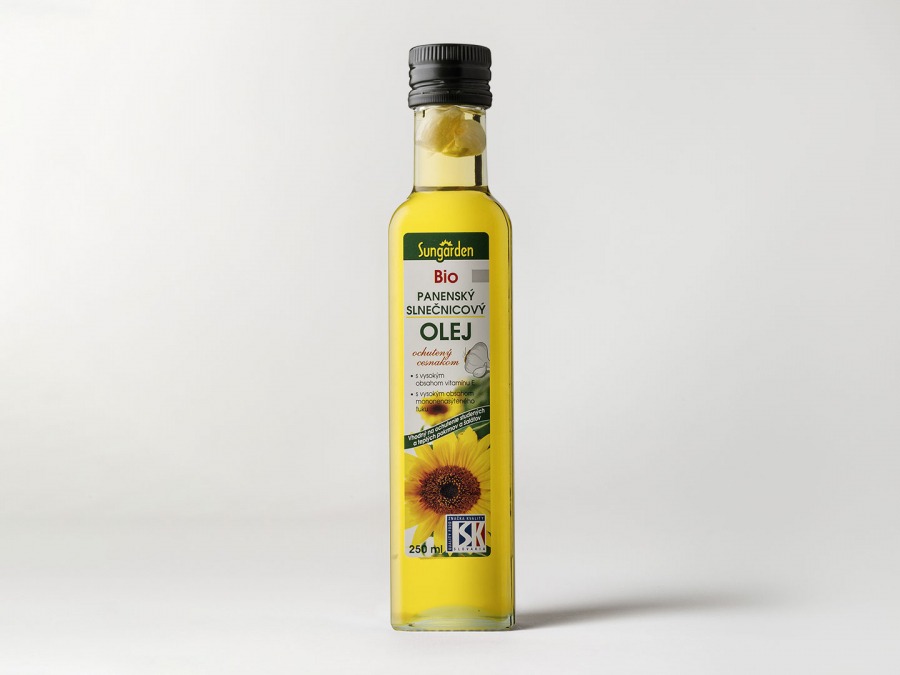 Sungarden BIO panenský slnečnicový olej ochutený cesnakom, 250 ml