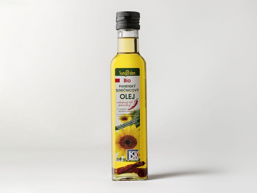 Bio panenský slnečnicový olej Sungarden s čili paprikou / 250 ml