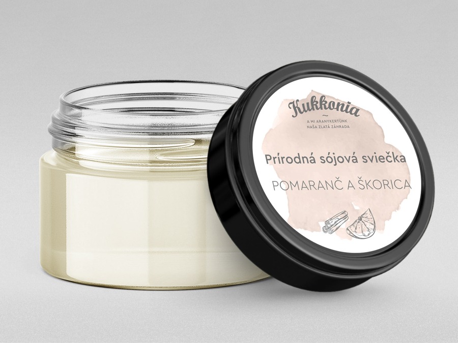 Prírodná sójová sviečka Kukkonia  - POMARANČ a ŠKORICA, 110 g