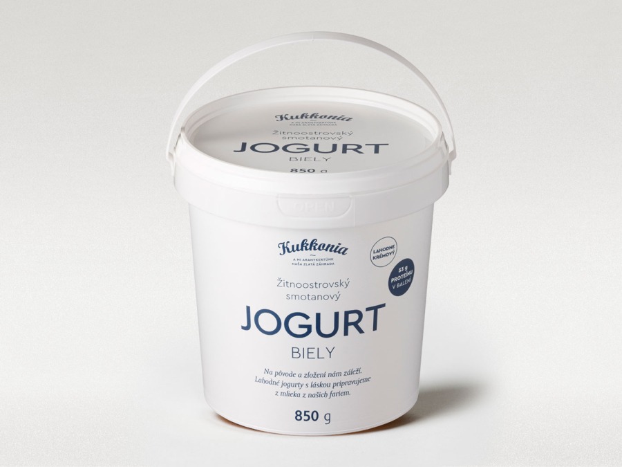 KUKKONIA smotanový jogurt biely obohatený mliečnymi bielkovinami, 850 g 