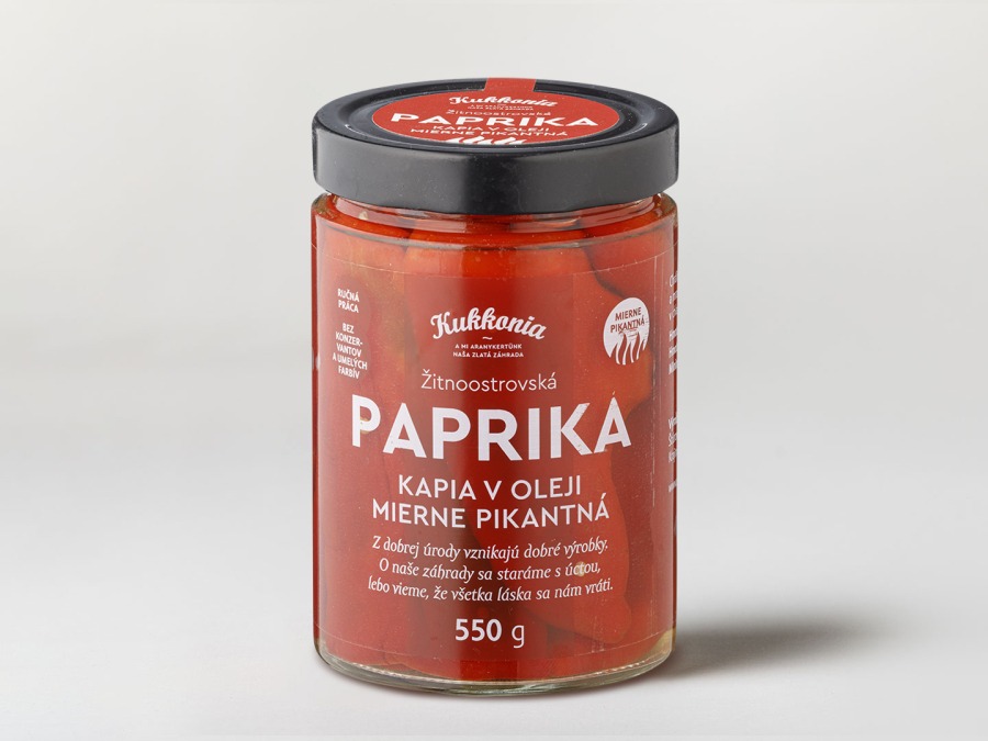 Kukkonia paprika kápia v oleji mierne pikantná, 550 g