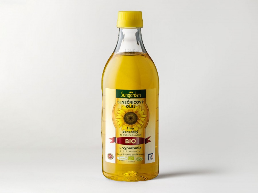 Sungarden BIO panenský slnečnicový olej na vyprážanie a fritovanie, 1 l