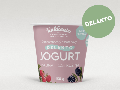 Kukkonia bezlaktózový smotanový jogurt obohatený mliečnymi bielkovinami s príchuťou malina – ostružina, 150 g