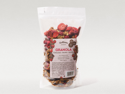 Csokoládés granola málnával és eperrel, 300 g 