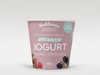 Kukkonia bezlaktózový smotanový jogurt obohatený mliečnymi bielkovinami s príchuťou malina – ostružina, 150 g