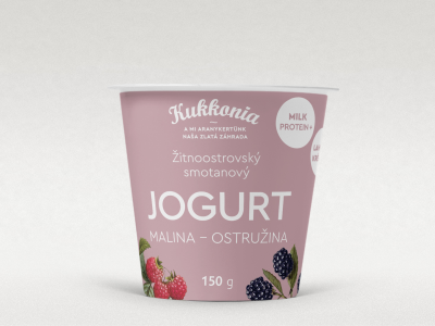 Kukkonia smotanový jogurt obohatený mliečnymi bielkovinami s príchuťou malina – ostružina, 150 g