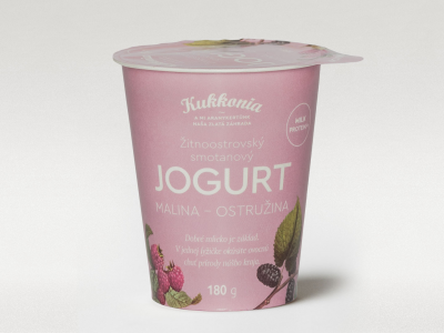 Kukkonia smotanový jogurt obohatený mliečnymi bielkovinami s príchuťou malina – ostružina, 180 g