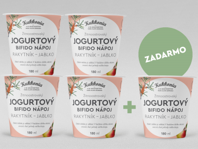 4+1 balenie Jogurtový bifido nápoj rakytník-jablko, 180ml