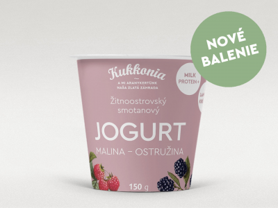 Kukkonia smotanový jogurt obohatený mliečnymi bielkovinami s príchuťou malina – ostružina, 150 g