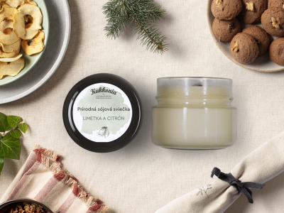 Prírodná sójová sviečka Kukkonia - LIMETKA a CITRÓN, 110g