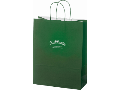 Zelená papierová taška s logom Kukkonia 